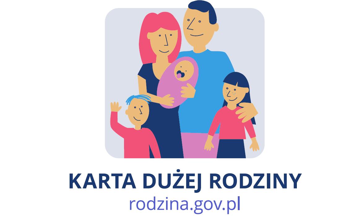 Logo Karty Dużej Rodziny - rodzice z trójką dzieci